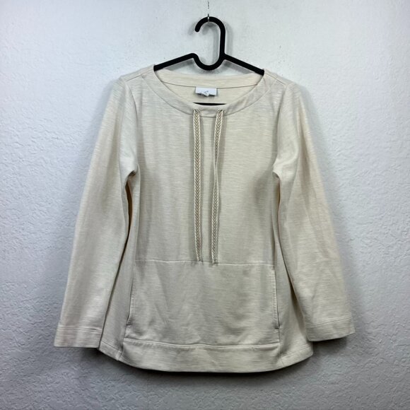 J.Jill Crew Neck Drawstring Kangaroo Pocket Sweater - Picture 1 of 4